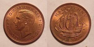 1/2 Penny Regno Unito (1922-) Bronzo Giorgio VI (1895-1952)