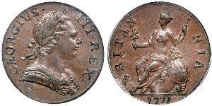 1/2 Penny Regno Unito di Gran Bretagna (1707-1801) Bronzo Giorgio III (1738-1820)