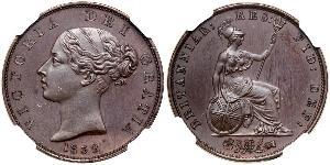 1/2 Penny Regno Unito di Gran Bretagna e Irlanda (1801-1922) Bronzo Vittoria (1819 - 1901)