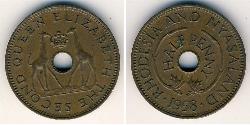 1/2 Penny Southern Rhodesia (1923-1980) Bronzo Elisabetta II (1926-2022)