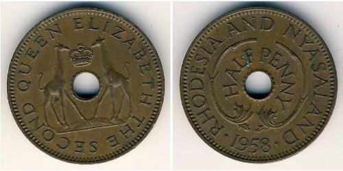 1/2 Penny Southern Rhodesia (1923-1980) Bronzo Elisabetta II (1926-2022)