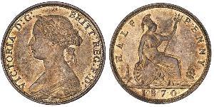 1/2 Penny Reino Unido Cobre Victoria (1819 - 1901)