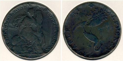 1/2 Penny Reino Unido Cobre 