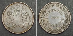 1/2 Penny Santa Helena (1981 - ) Cobre 