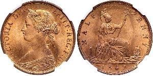 1/2 Penny Royaume-Uni Cuivre Victoria (1819 - 1901)