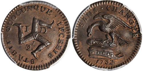 1/2 Penny Isle of Man Kupfer 