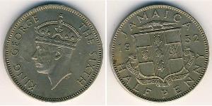 1/2 Penny Jamaica (1962 - ) Brass/Nickel George VI (1895-1952)