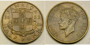 1/2 Penny Jamaica (1962 - ) Brass/Nickel George VI (1895-1952)