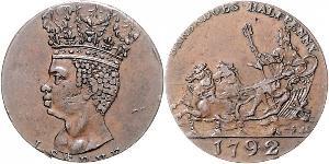1/2 Penny Barbados Rame 