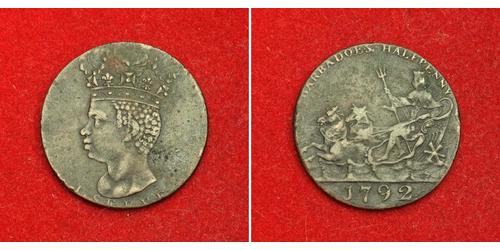 1/2 Penny Barbados Rame 