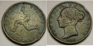 1/2 Penny Isola di Man Rame 