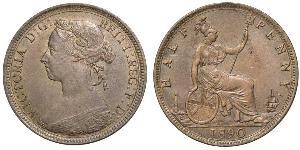 1/2 Penny Regno Unito  Rame Vittoria (1819 - 1901)