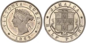 1/2 Penny Giamaica (1962 - ) Rame/Nichel Vittoria (1819 - 1901)