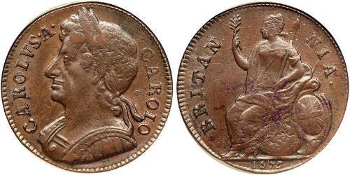 1/2 Penny Reino de Inglaterra (927-1649,1660-1707)  Carlos II (1630-1685)
