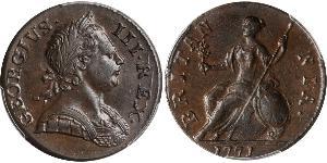 1/2 Penny 大不列顛王國 (1707 - 1800) 青铜 喬治三世 (1738-1820)