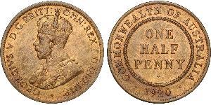 1/2 Penny 澳大利亚 青铜 乔治五世  (1865-1936)