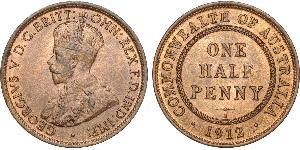 1/2 Penny 澳大利亚 青铜 乔治五世  (1865-1936)