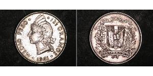 1/2 Peso Repubblica Dominicana Argento 