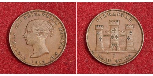 1/2 Quarto Gibraltar Copper Victoria (1819 - 1901)