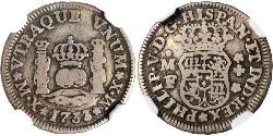 1/2 Real Nouvelle-Espagne (1519 - 1821) Argent Philippe V d
