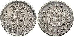 1/2 Real Vicereame della Nuova Spagna (1519 - 1821) Argento Ferdinando VII di Spagna (1784-1833)