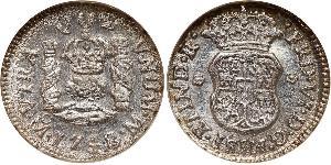 1/2 Real Virreinato de Nueva España (1519 - 1821) Plata Fernando VII de España (1784-1833)