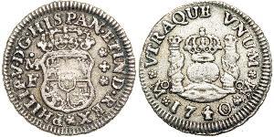 1/2 Real Virreinato de Nueva España (1519 - 1821) Plata 