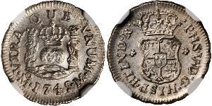 1/2 Real Spanish Mexico  / Kingdom of New Spain (1519 - 1821) Silver Philip V of Spain(1683-1746)
