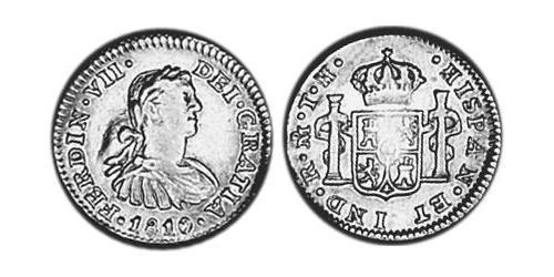 1/2 Real Spanish Mexico  / Kingdom of New Spain (1519 - 1821) Silver Ferdinand VII of Spain (1784-1833)