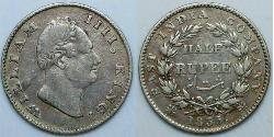 1/2 Rupee Raj britannique (1858-1947) Argent Guillaume IV (1765-1837)