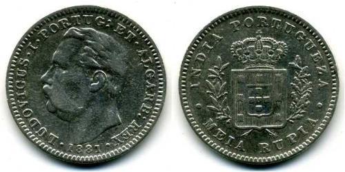 1/2 Rupee India portoghese (1510-1961) Argento 