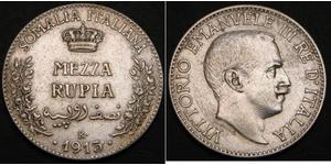 1/2 Rupee Kingdom of Italy (1861-1946) Argento Vittorio Emanuele III d