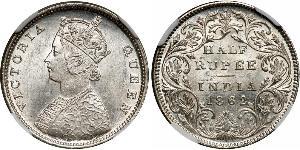 1/2 Rupee Raj Britannico (1858-1947) Argento Vittoria (1819 - 1901)