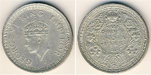 1/2 Rupee Raj Britannico (1858-1947) Biglione Argento Giorgio VI (1895-1952)