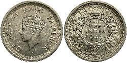 1/2 Rupee Raj britannique (1858-1947) Billon Argent George VI (1895-1952)