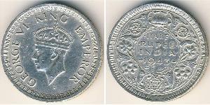1/2 Rupee Raj britannique (1858-1947) Billon Argent George VI (1895-1952)