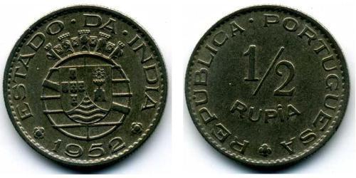 1/2 Rupee India portuguesa (1510-1961) Níquel/Cobre 