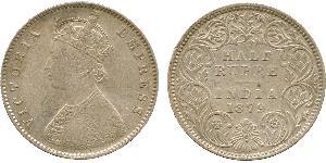 1/2 Rupee Raj Británico (1858-1947) Plata Victoria (1819 - 1901)