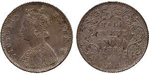 1/2 Rupee Raj Británico (1858-1947) Plata Victoria (1819 - 1901)