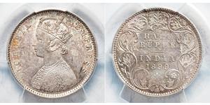 1/2 Rupee Raj Británico (1858-1947) Plata Victoria (1819 - 1901)