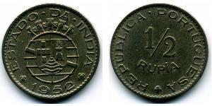 1/2 Rupee India portoghese (1510-1961) Rame/Nichel 