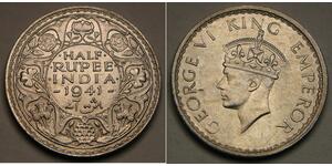 1/2 Rupee Indien Silber 