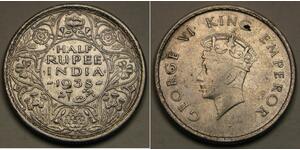 1/2 Rupee Indien Silber 