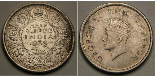 1/2 Rupee Indien Silber 
