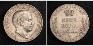 1/2 Rupee Kingdom of Italy (1861-1946) Silber Viktor Emanuel III. (Italien) (1869 - 1947)