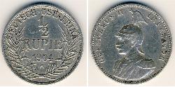 1/2 Rupee German East Africa (1885-1919) 銀 