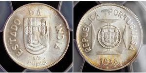1/2 Rupee 葡屬印度 (1505 - 1961) 銀 