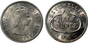 1/2 Rupee 塞舌尔 銅/镍 伊丽莎白二世 (1926-2022)