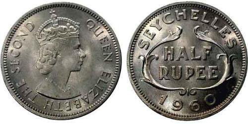 1/2 Rupee 塞舌尔 銅/镍 伊丽莎白二世 (1926-2022)