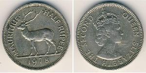 1/2 Rupee 毛里求斯 (1968 - ) 銅/镍 